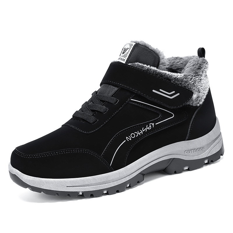 New winter cotton boots for men: fleece and thickened cross-border cold-resistant ankle boots, casual walking shoes, and warm snow boots Item Picture