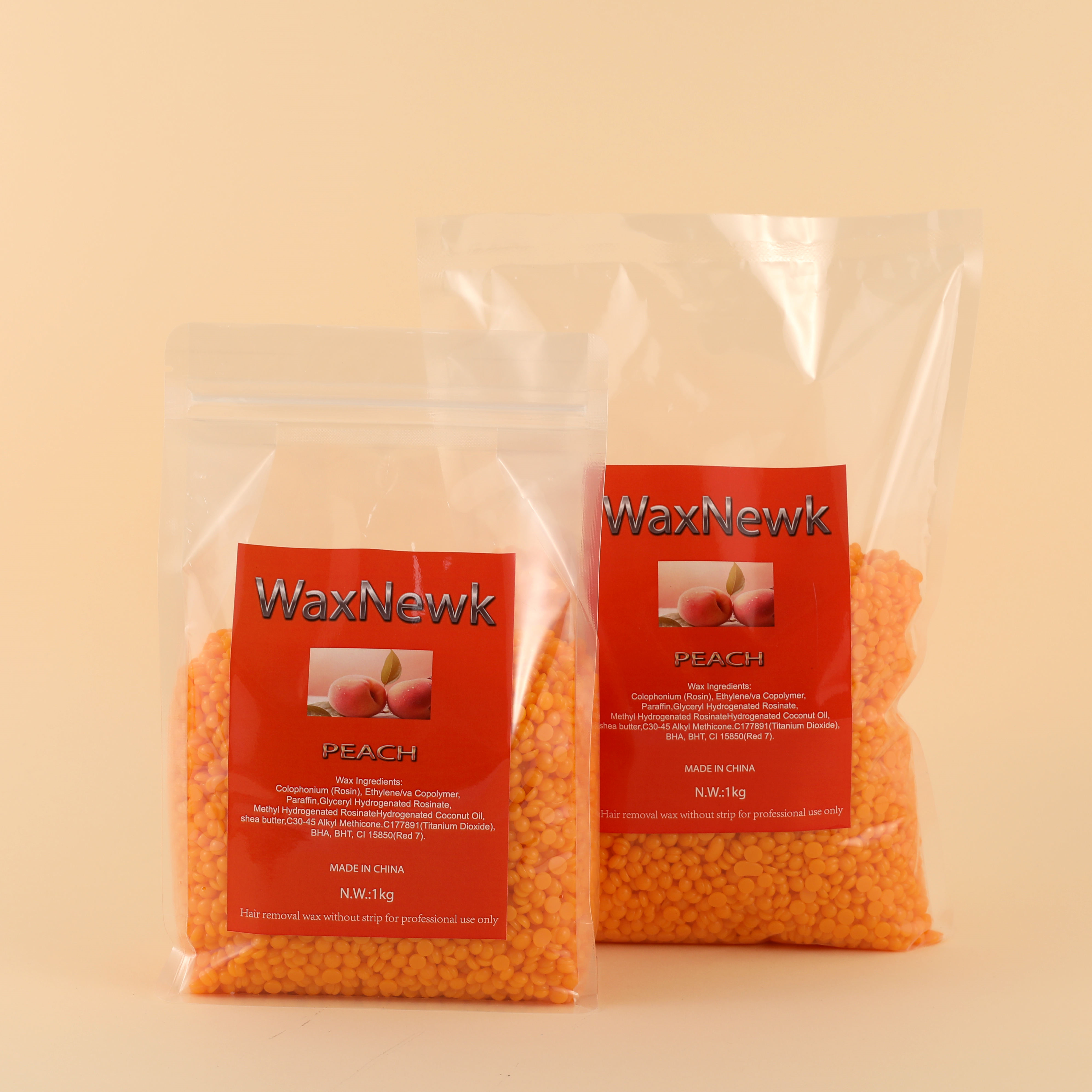 外贸专供WaxNewK 1kg 桃子脱毛蜡豆硬蜡HARD WAX BEANS美容院rosin wax dry fast