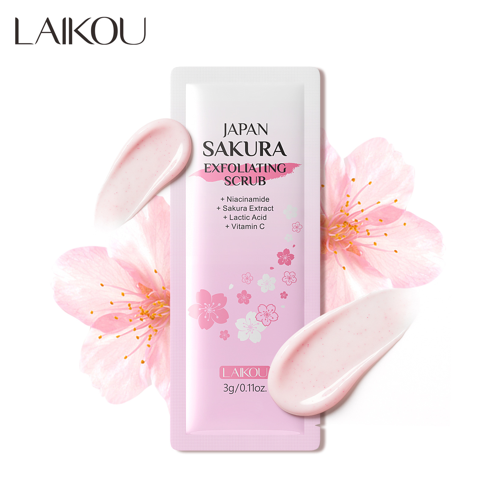 LAIKOU Sakura Scrub 3g Cleansing Exfoliating Scrub for Foreign Trade Skin Care Travel full figure