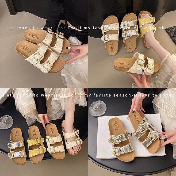 Birken Slippers Women's 2025 Summer New retro outerwear beach sandals Women's versatile and fashionable cool slippers for pregnant women Specification drawing