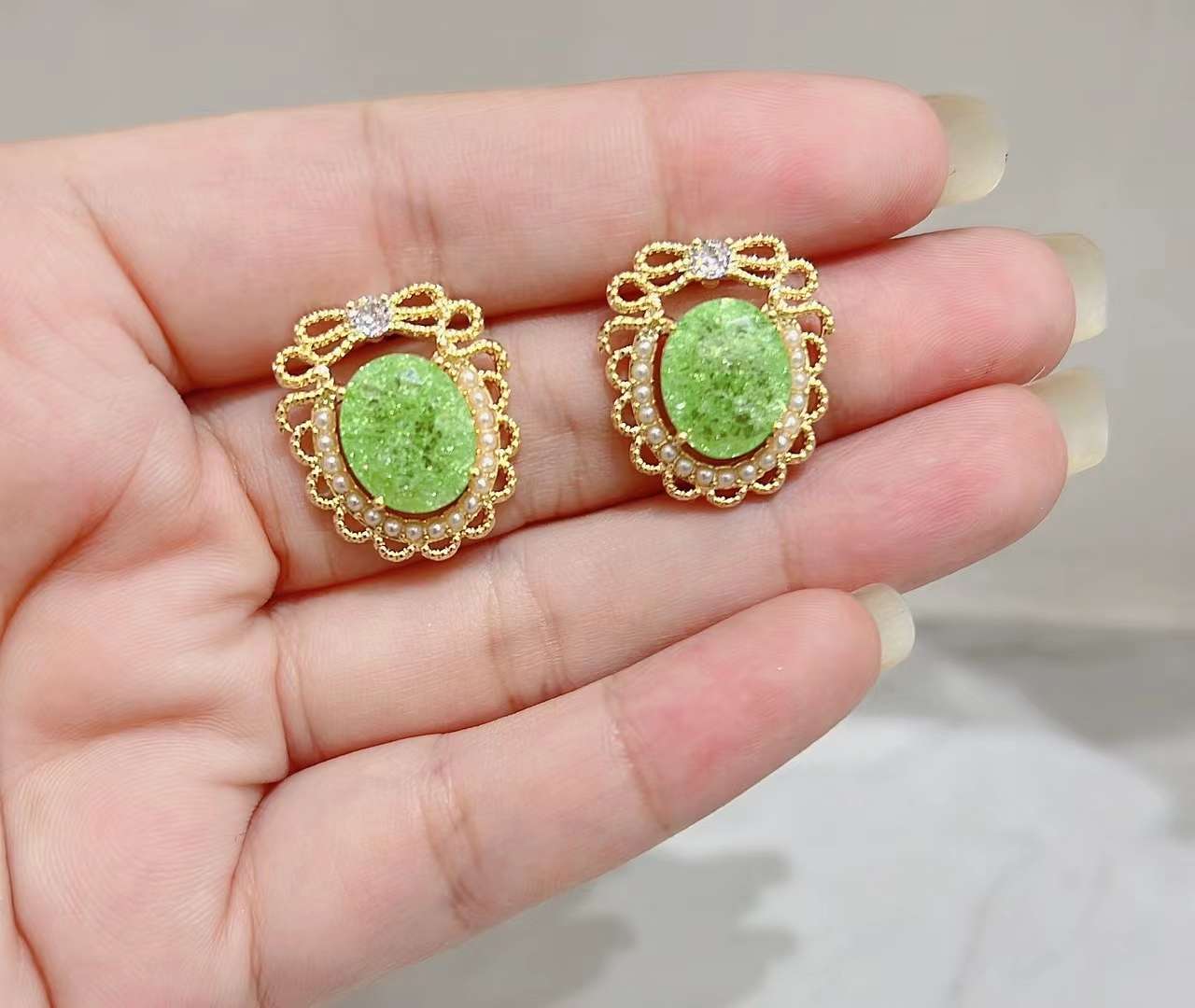 冰花锆石款 耳钉细节图