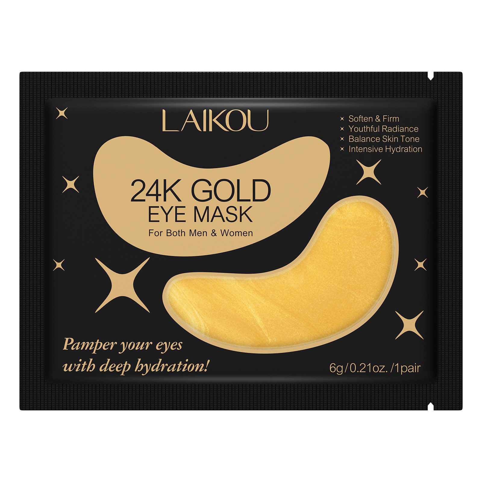 Cross-border new product LAIKOU GOLD EYE MASK Gold Single Eye Mask Patch 6g collagen Moisturizing Item Picture