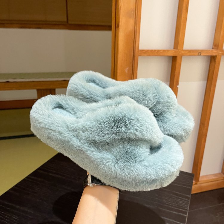 The 2025 winter new thick-soled cross-shaped bestseller, cute, soft and comfortable slippers, versatile cotton shoes for home wear Specification drawing