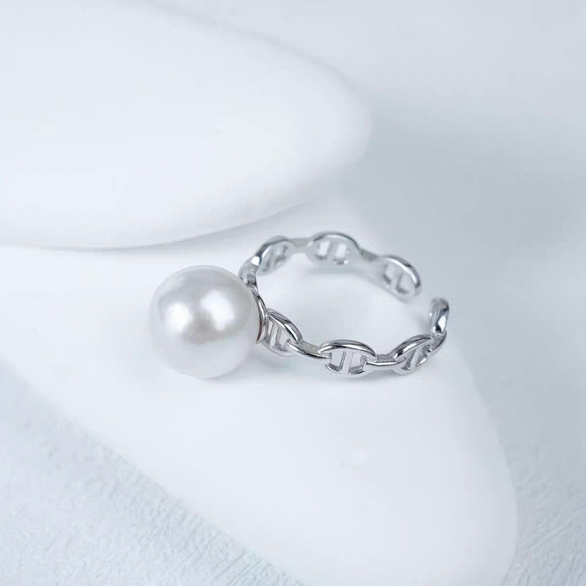 简约海水珍珠猪鼻子戒指时尚高级气质优雅7mm个性小香风详情图6