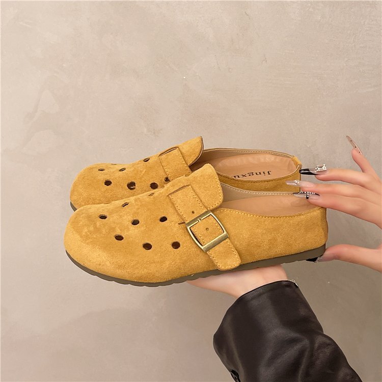 Boken Half Slipper Women's 2025 Summer New Style Soft soled loose retro thick-soled clog Crocs for pregnant women to wear outside details Picture