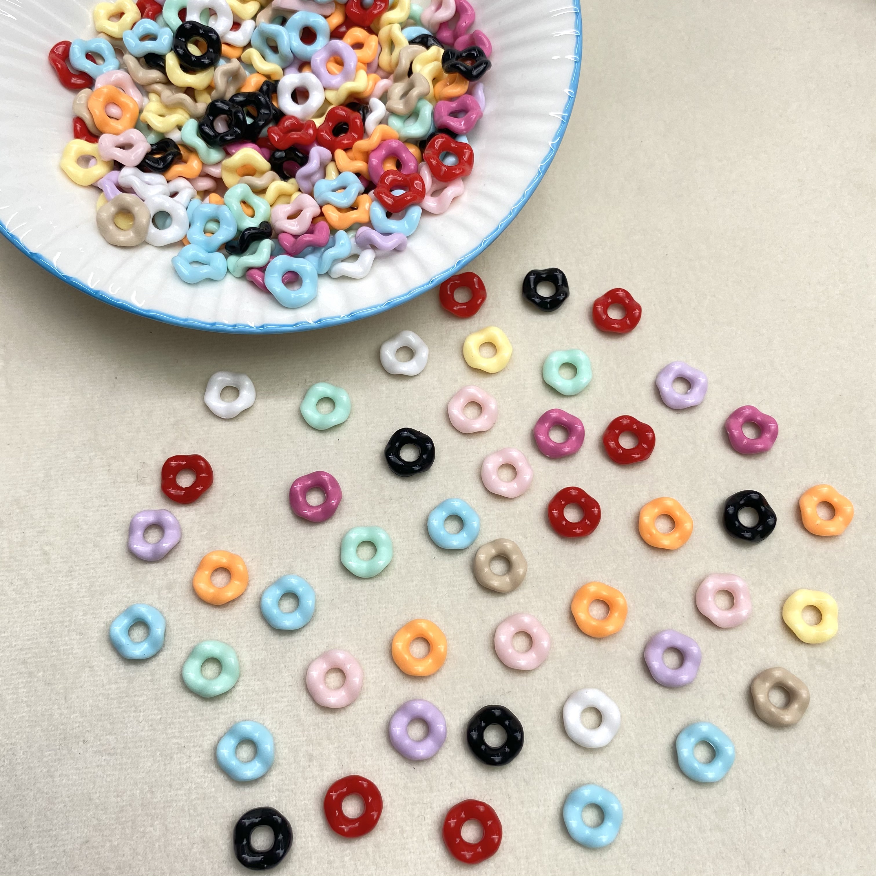 亚克力实色波浪隔片diy/手机链钥匙扣串珠手工配件材料散珠