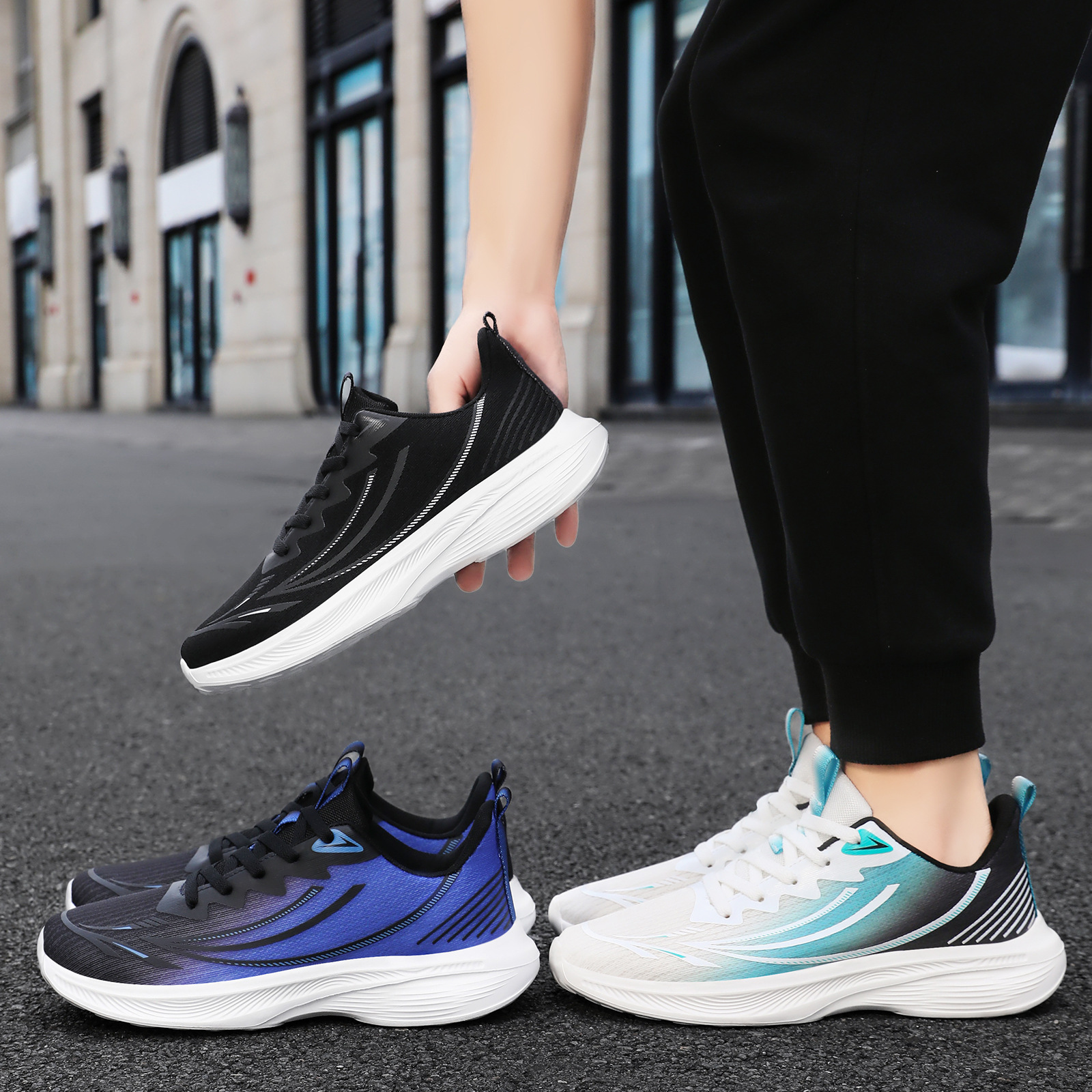 Men's shoes, sports shoes, fashionable and versatile, breathable mesh shoes, comfortable and trendy single shoes, soft soles, not tiring to the feet, running shoes Application Scenario