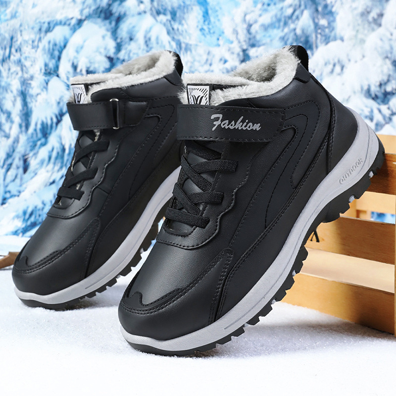 New winter warm Velcro cotton shoes for men in snow boots, cross-border fleece, thickened and anti-slip, old Beijing men's shoes from Northeast China Specification drawing