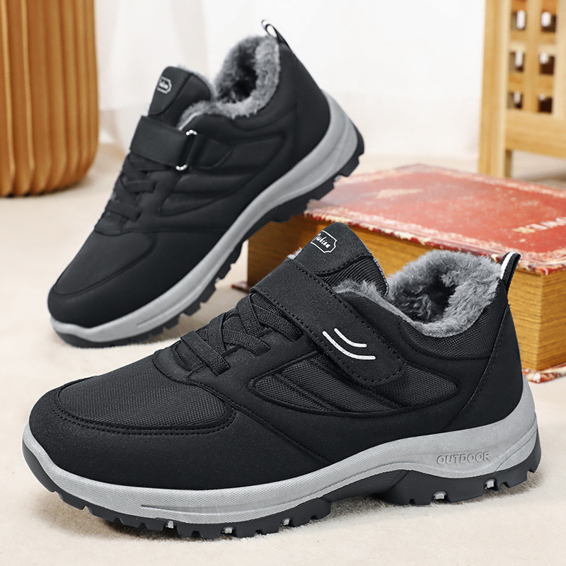 Men's snow boots, winter export consignment shoes, warm and cold-proof household with added fleece and thickened cotton boots, midsole dad shoes full figure