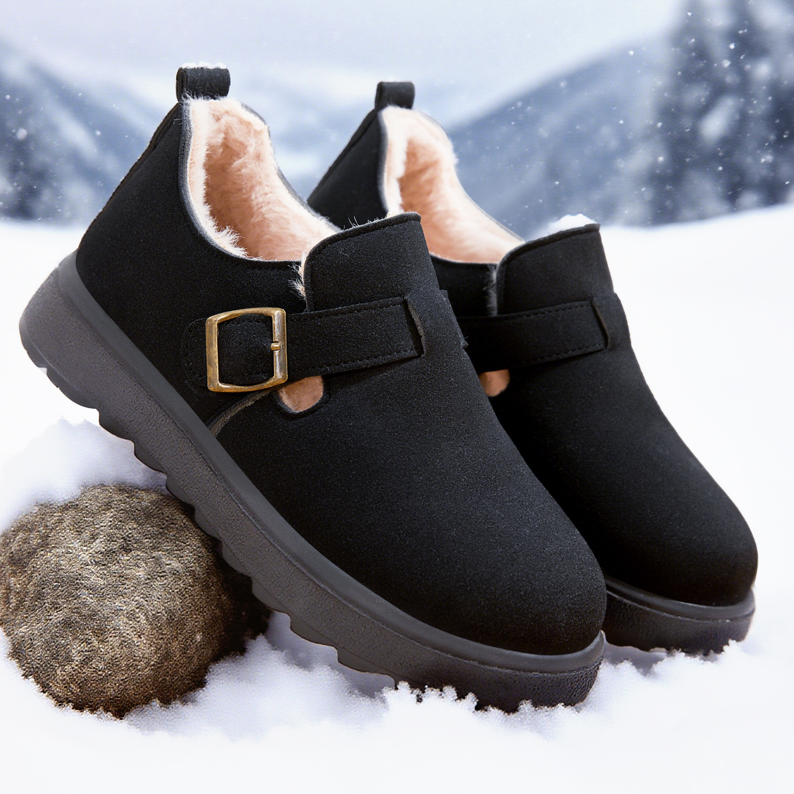 Winter new women's shoes, fleece and thickened warm snow boots, cross-border fashionable and versatile, one-step cotton boots details Picture