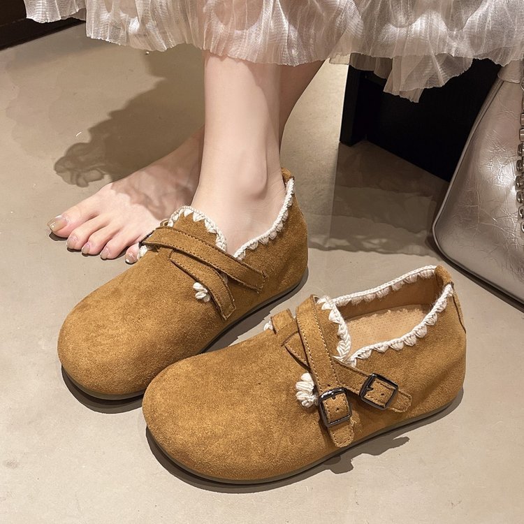 2025 Autumn New versatile Birken shoes, forest-style embroidered metal buckle insole height-increasing flip-flops for women full figure