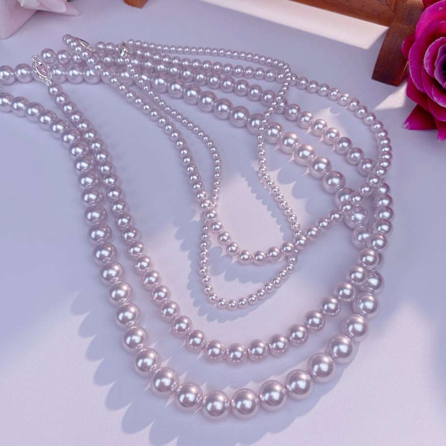 The Zhengyuan Shijia Pearl Manta Powder Necklace, a 2025 new bestseller imitating pearls, features a light luxury design and is both high-end and popular detail image 6