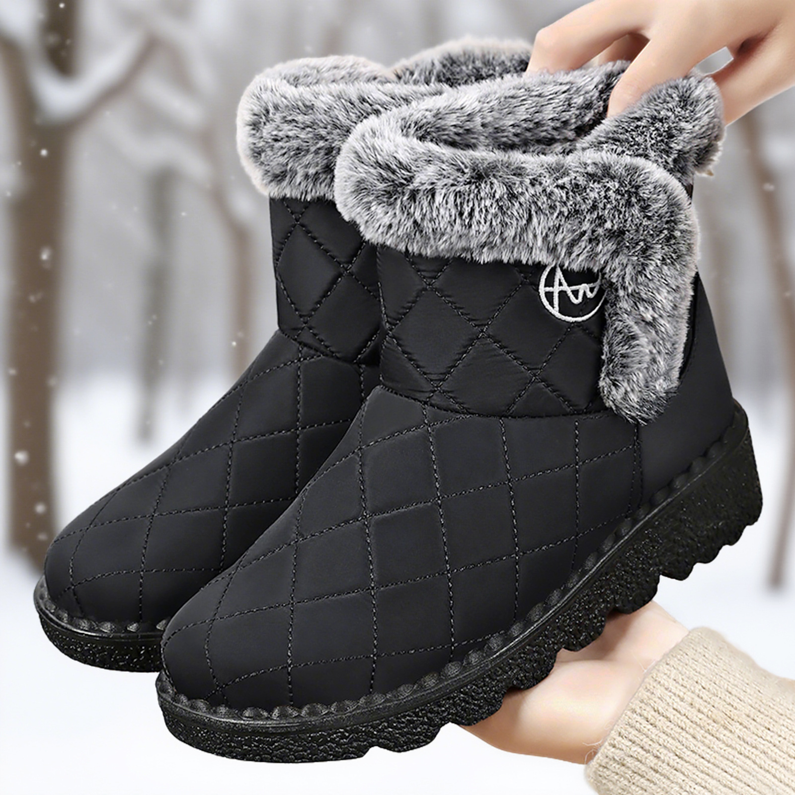 New cross-border delivery of snow boots for women in autumn and winter, polyurethane mid-calf cotton shoes for women with fleece and thickened warmth details Picture