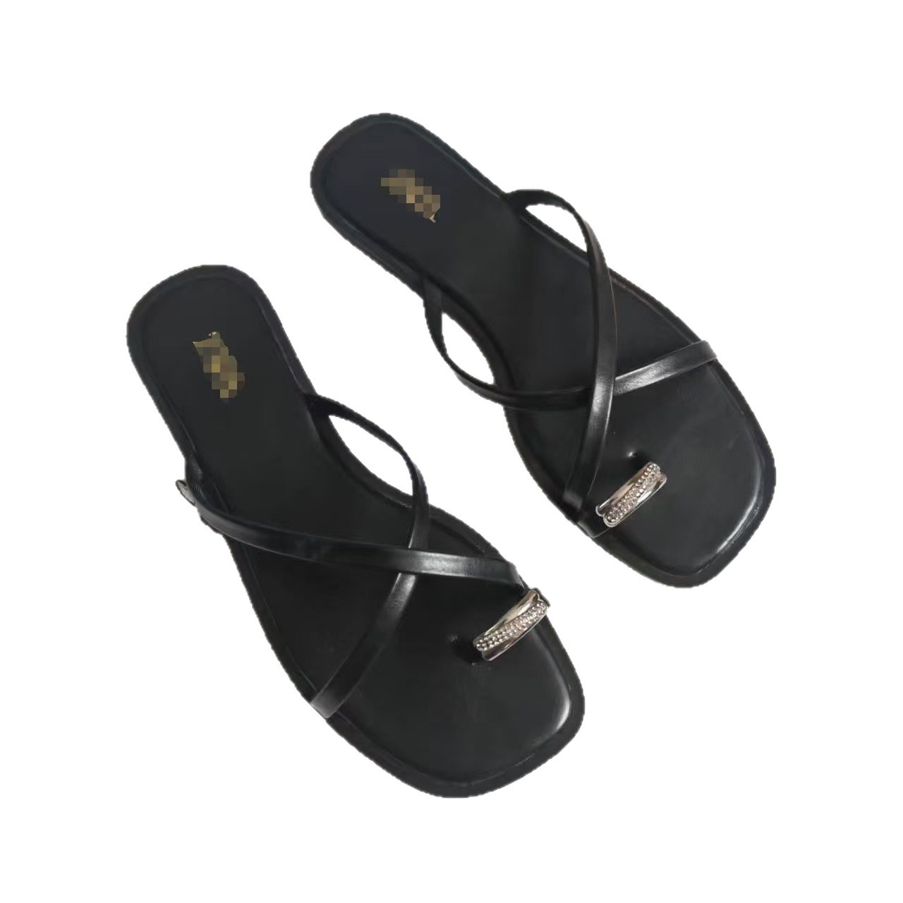 Cross-border bestseller ZR new set of flip-flops for women's summer outerwear, flat Roman sandals, and women's shoes with toe clamping. Factory wholesale Item Picture