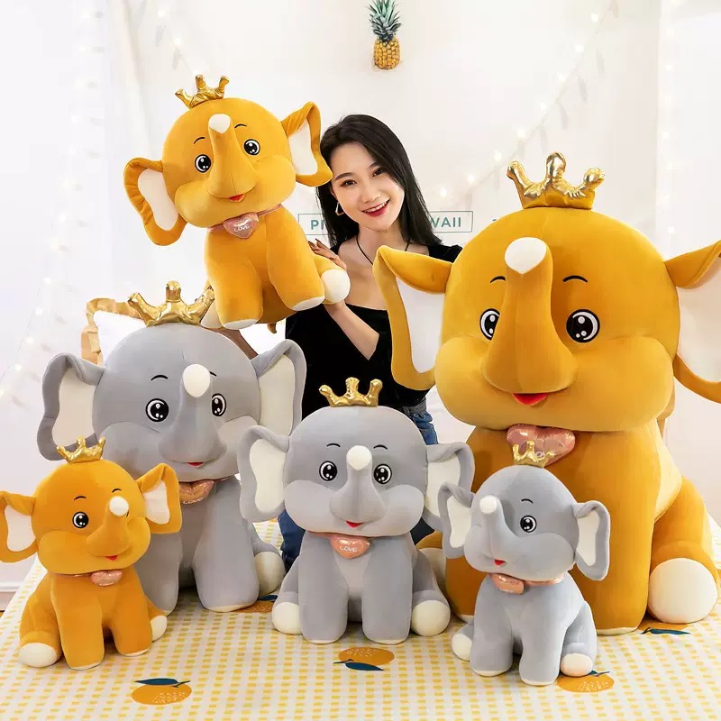 Cross-border foreign trade Crown Little Elephant plush toys, cute soft little elephant dolls, cloth dolls, doll gifts wholesale, creative and trendy toys details Picture