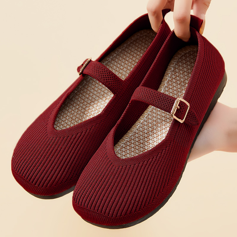 New summer cross-border women's shoes for women: Shallow-mouthed, breathable, flat, soft-soled and not tiring to the feet. Shoes for middle-aged and elderly mothers details Picture
