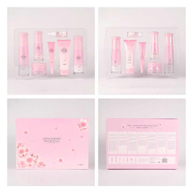 Cross-border LAIKOU Sakura Skincare Gift Box Set: 7-piece Moisturizing and Hydrating Skincare Set in English Application Scenario