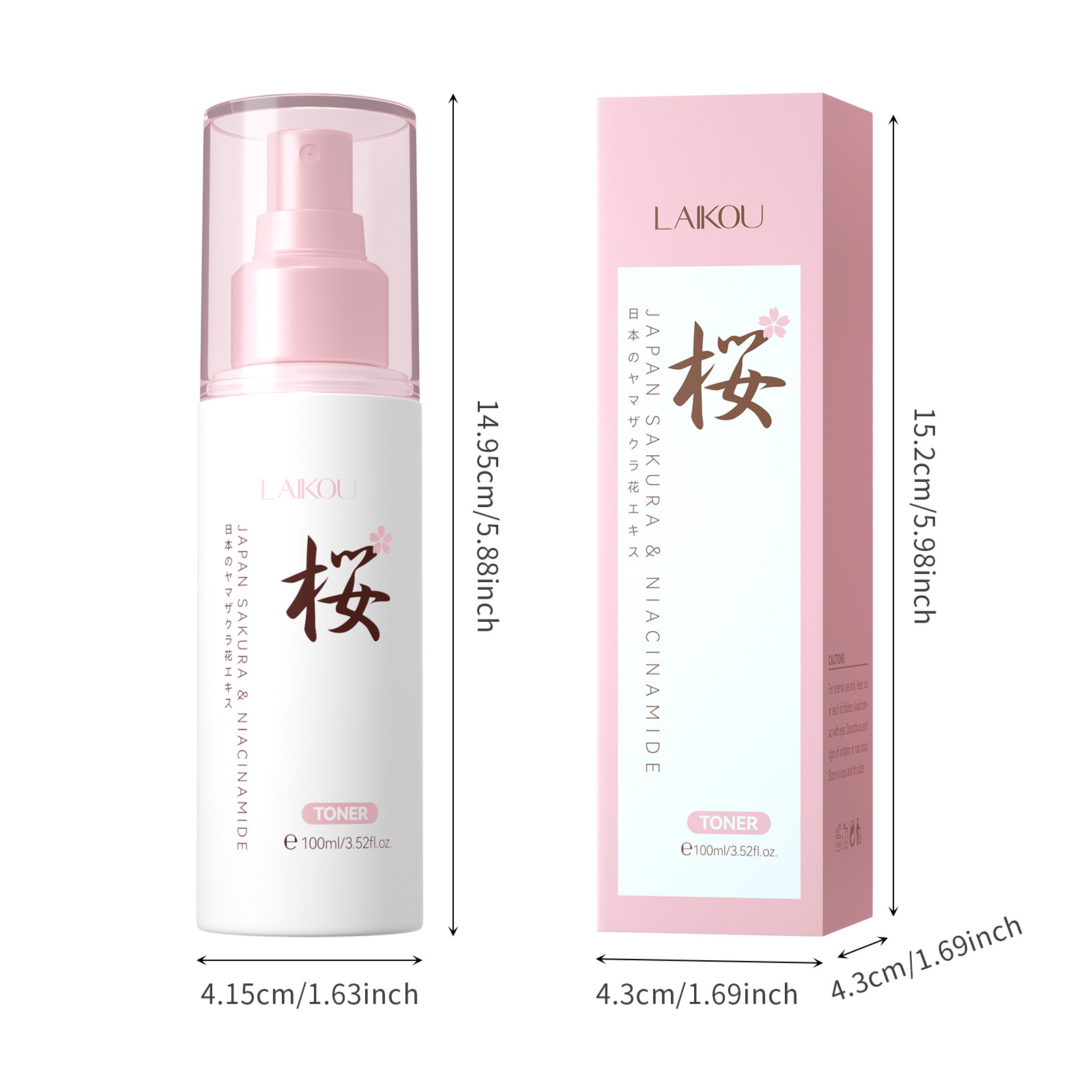 Cross-border Laiko Sakura Nicotinamide Malay Series Toner and Wet Compress 100ml All-English foreign trade skin care products Item Picture