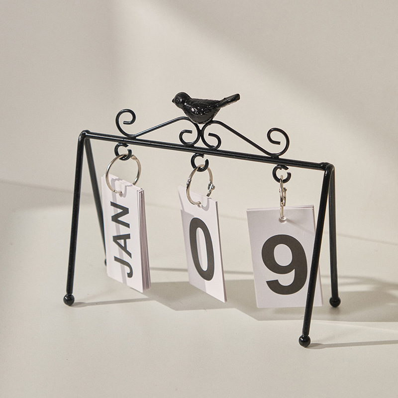 北欧风金属桌面简约日历架创意翻页台历家居客厅办公室桌面摆件拍照日期牌装饰品细节图