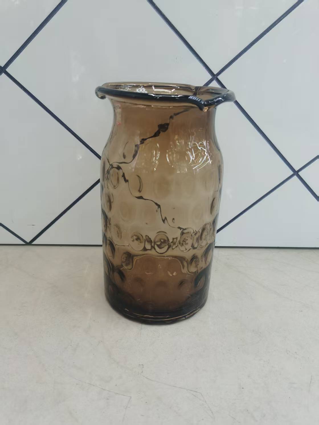 彩色原色琥珀色玻璃花瓶客厅餐桌家居摆件绿萝铜钱草.插花花器