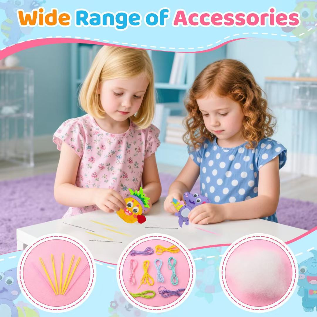 DIY Children's sewing fun, handmade girls' diy needle and thread toys, kindergarten art area materials, cute non-woven fabric pendants Item Picture