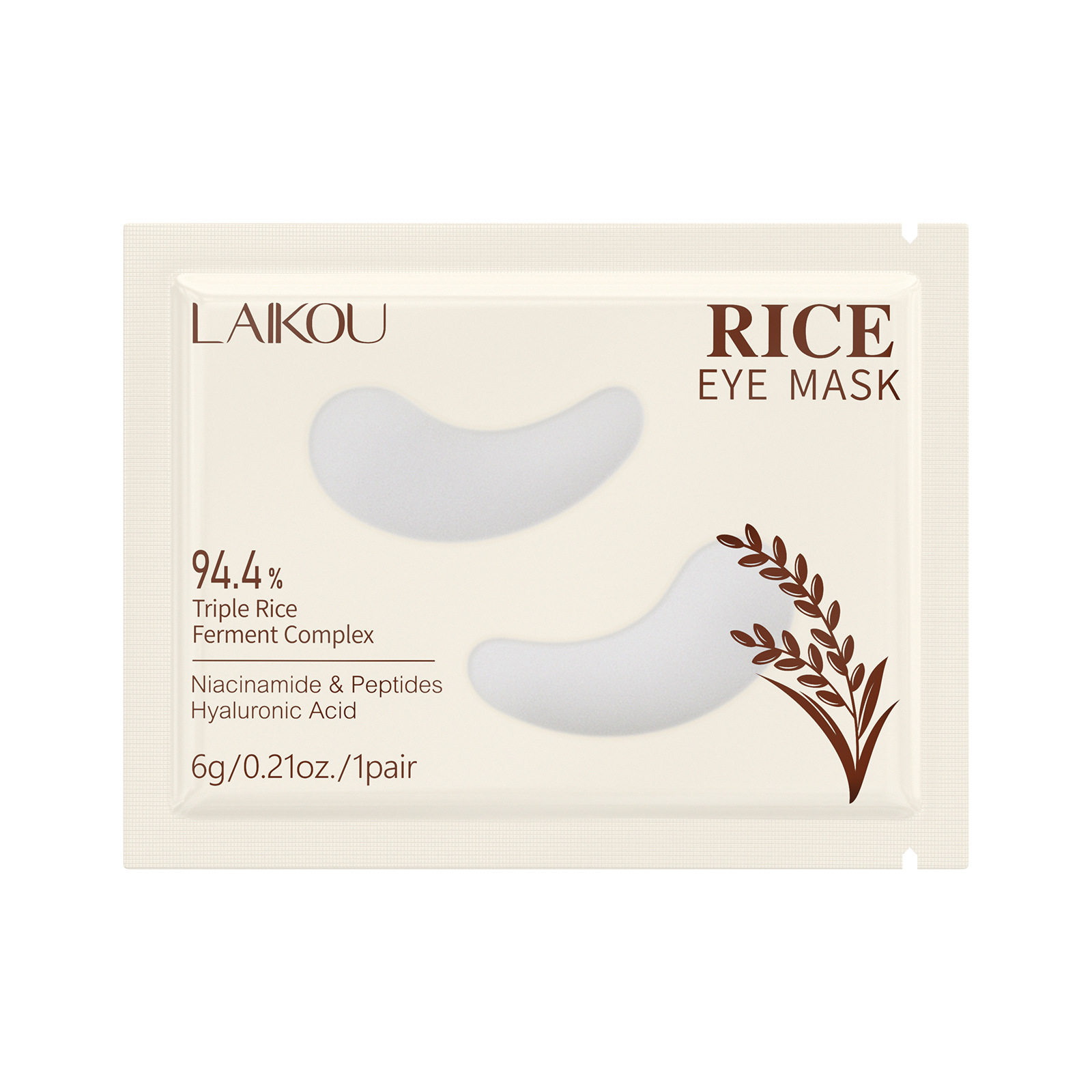 Cross-border LAIKOU Rice Single eye mask 6g/ Hydrating, Moisturizing and Eye Care Eye Mask in English Item Picture