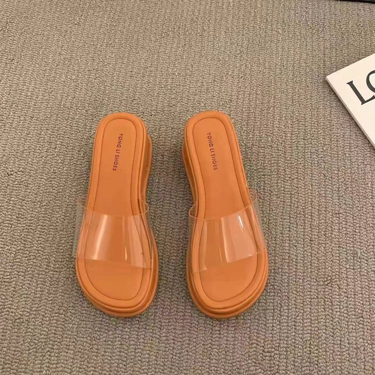 Wholesale of 2025 summer new popular fashion thick-soled flip-flops, one-shoulder flip-flops, pvc wedge heels, 6cm women's flip-flops Application Scenario