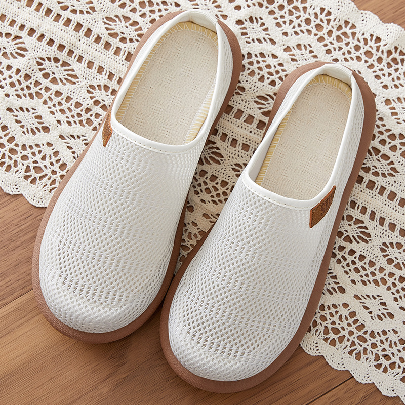 Summer shoes for women: Woven mesh shoes, breathable single shoes, cross-border delivery, hollowed-out women's shoes, half slippers for women full figure
