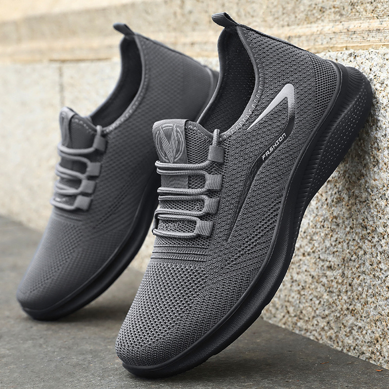 Jinshi Yuan - Men's Shoes Cross-border large-sized men's shoes processing and customization Casual shoes Breathable and non-smelly feet Flying woven sports shoes details Picture