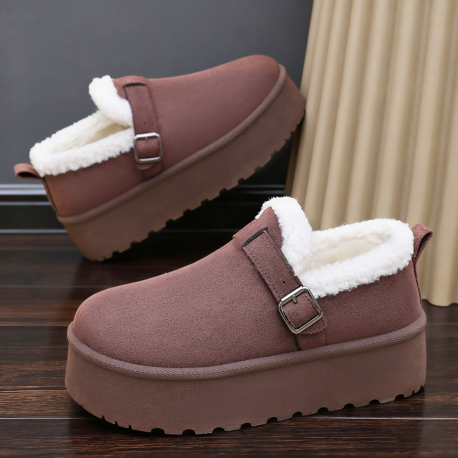 New women's cotton shoes, winter fleece and thickened cotton boots, women's cross-border one-foot thick-soled versatile snow boots for delivery details Picture