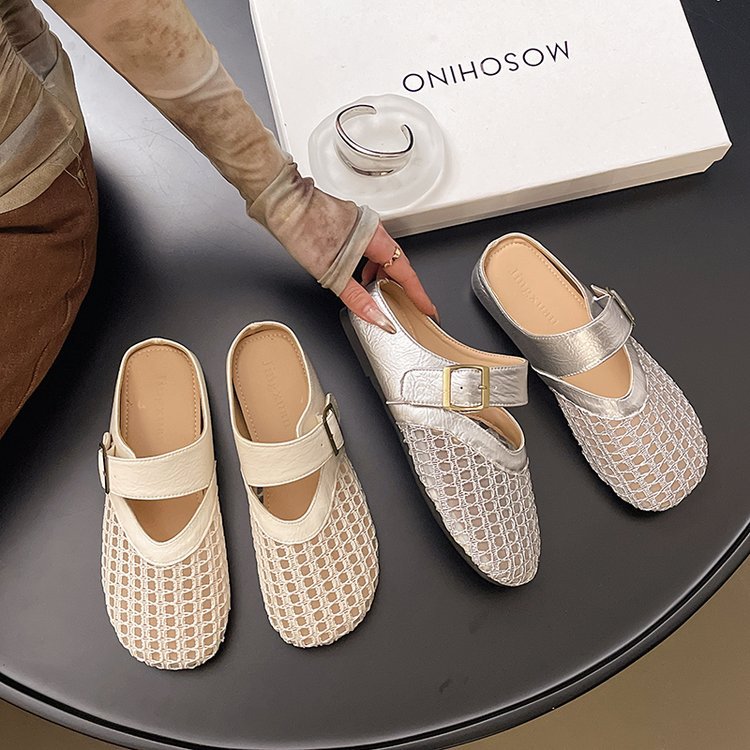 Baotou summer slippers for women to wear outside 2025 new style mesh breathable French thick-soled pregnant women Mary Jane half-support single shoes Application Scenario