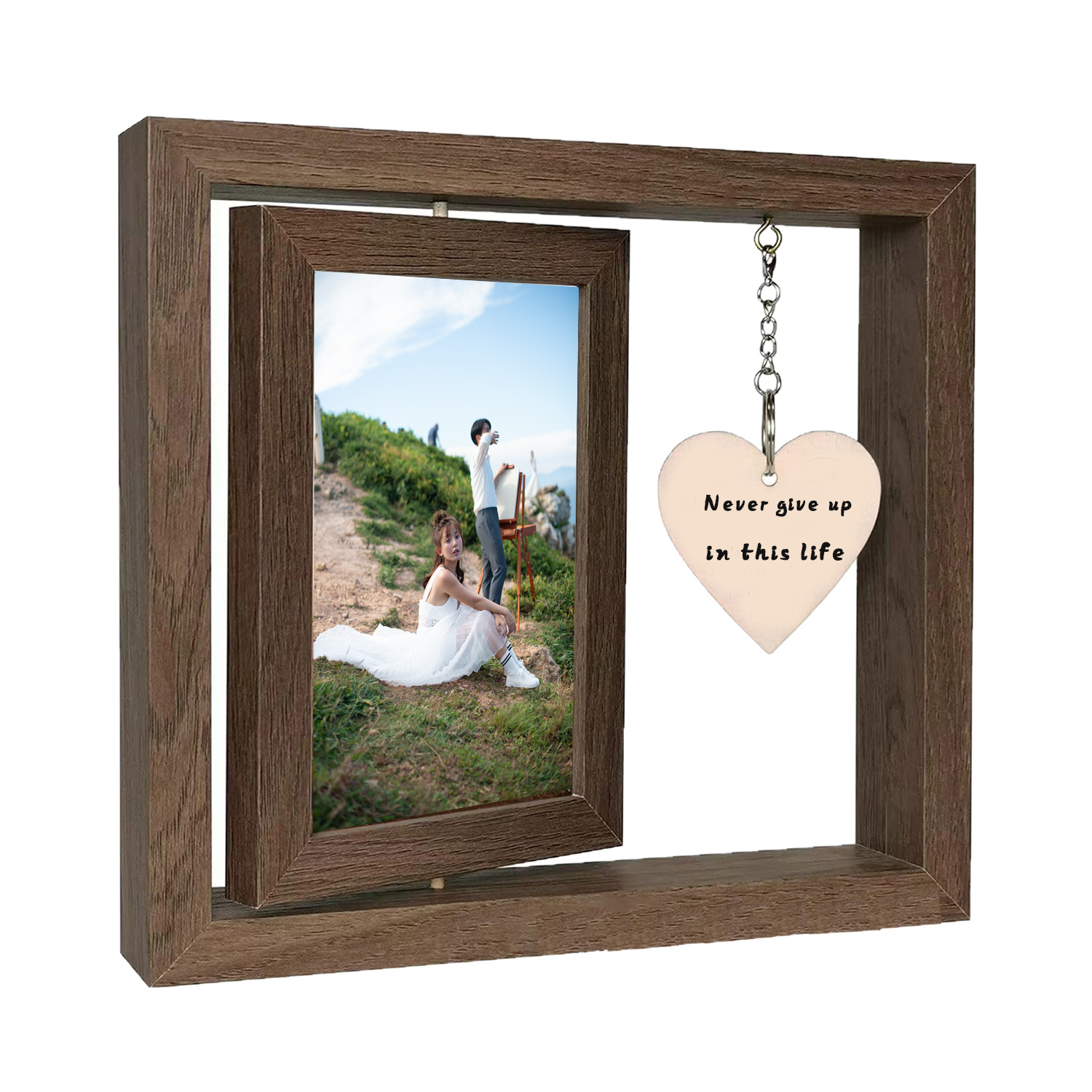 创意旋转带爱心相框