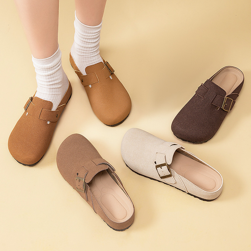 Women's autumn retro Boken shoes, casual lazy shoes, half-slipper women's shoes, flat Boken slippers for women Application Scenario
