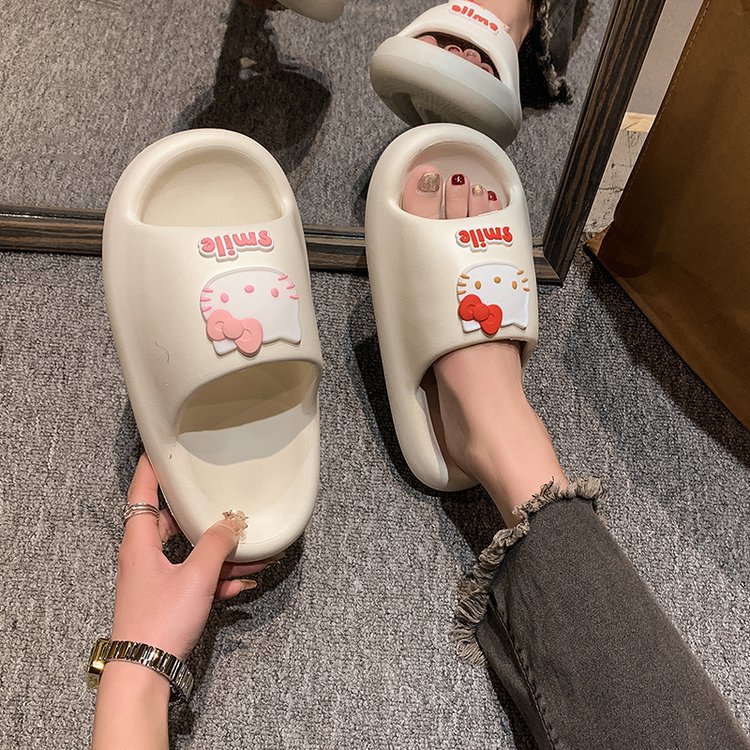 Cartoon KT Cat Summer Home slippers Women's fashion soft-soled EVA poop feel bathroom cool slippers wholesale cross-border full figure