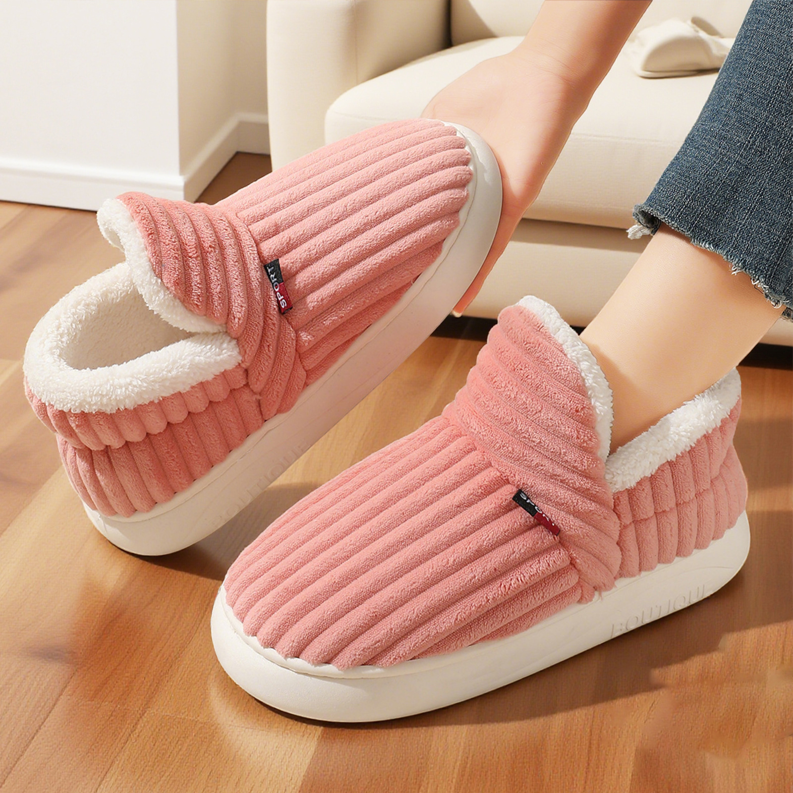 New women's cotton shoes, cross-border snow boots, fleece and thickened cotton shoes, fashionable and versatile women's boots, cold-proof and warm cotton boots Specification drawing