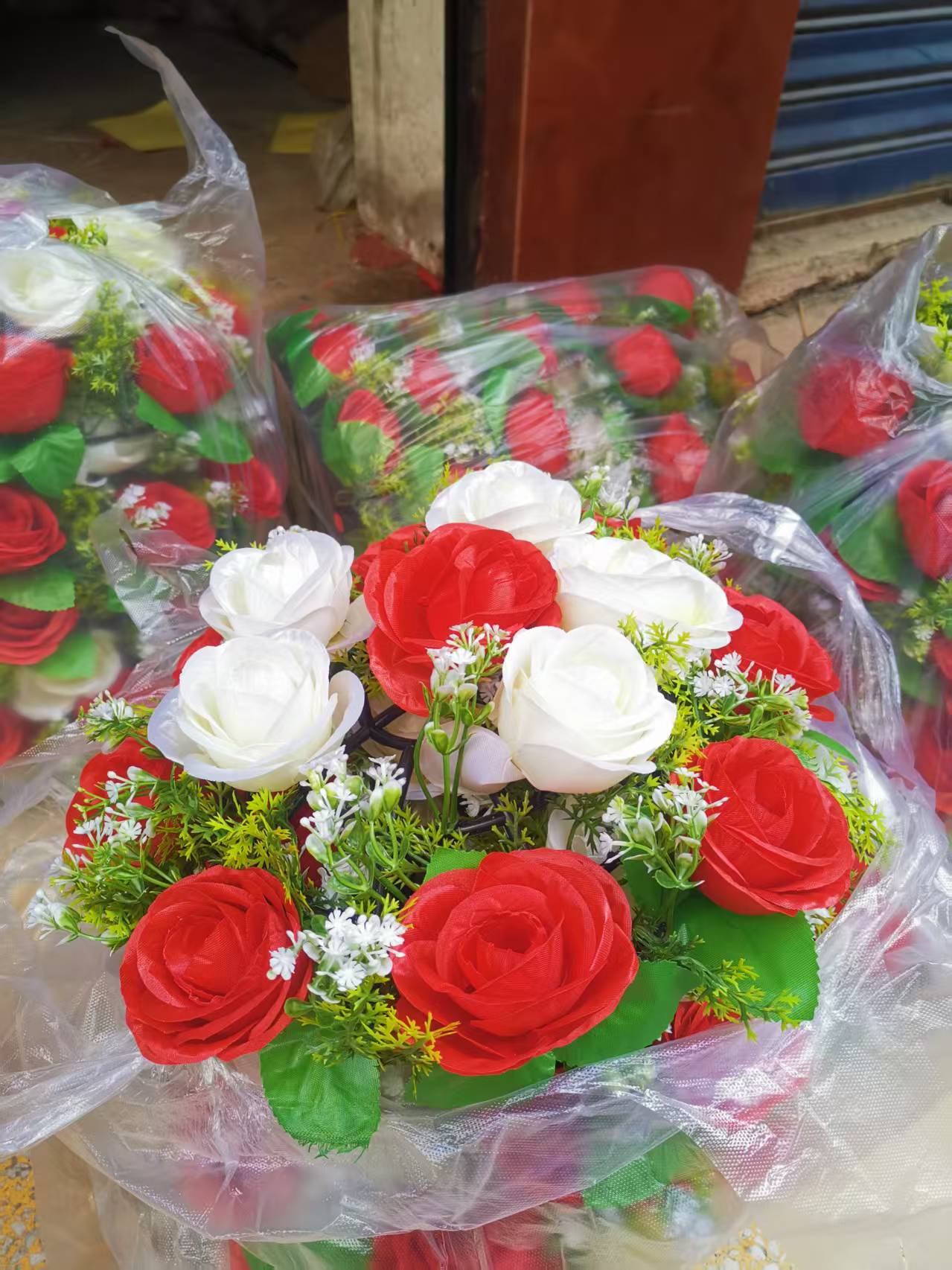 带磁铁婚车装饰车上装饰外贸车上定制花环仿真花环喜庆用品结婚