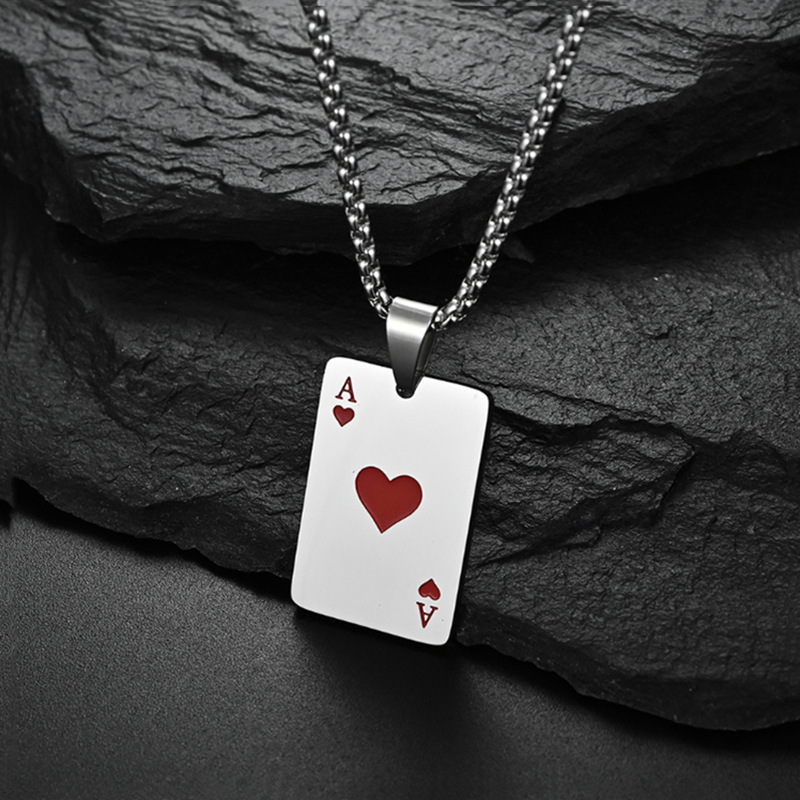 A fashionable stainless steel necklace for women, simple and versatile playing card chain necklaces, a new stainless steel necklace for gifting details Picture
