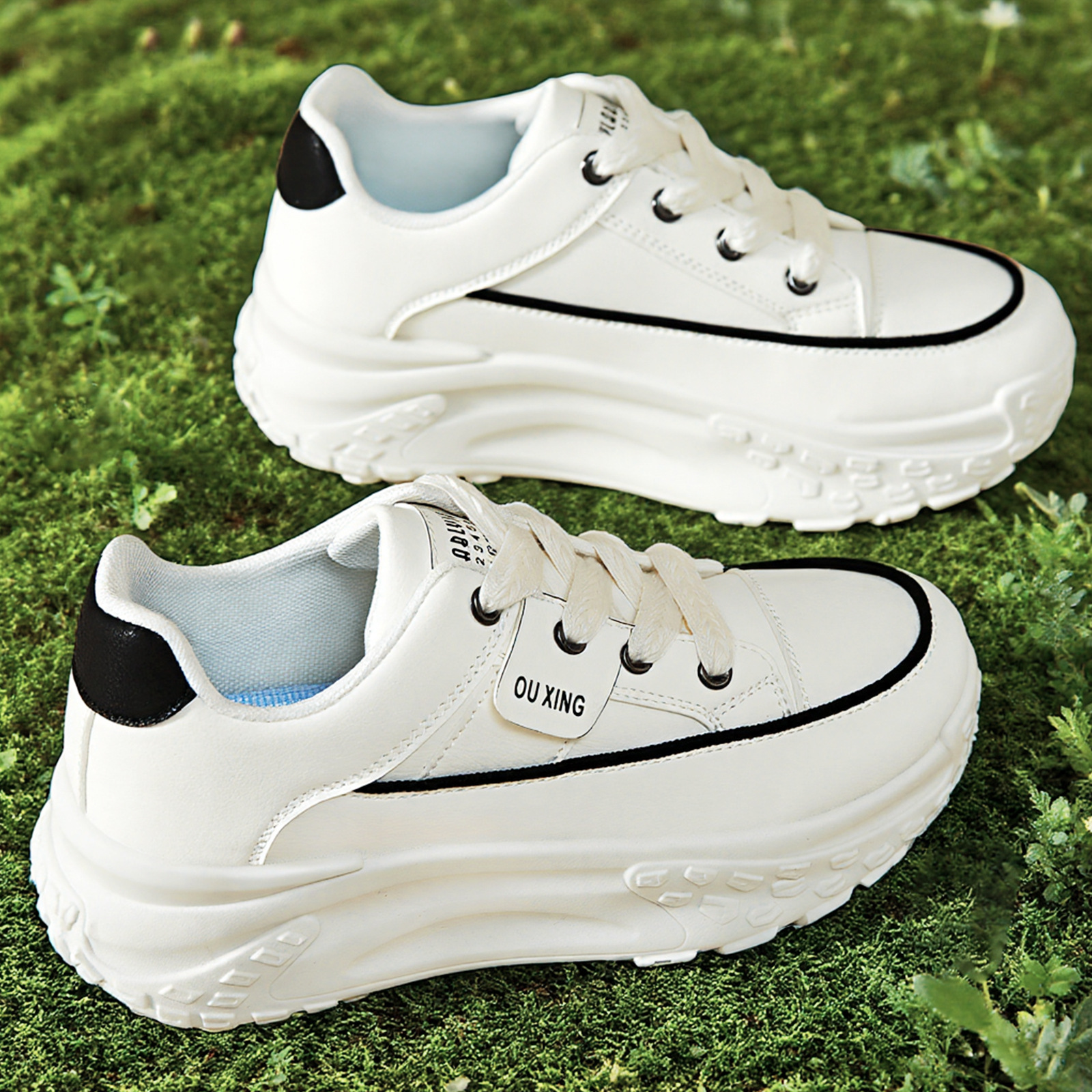 Women's shoes versatile, new fashionable and trendy thick-soled shoes, one-piece delivery, lace-up casual shoes, insole height-increasing single shoes details Picture
