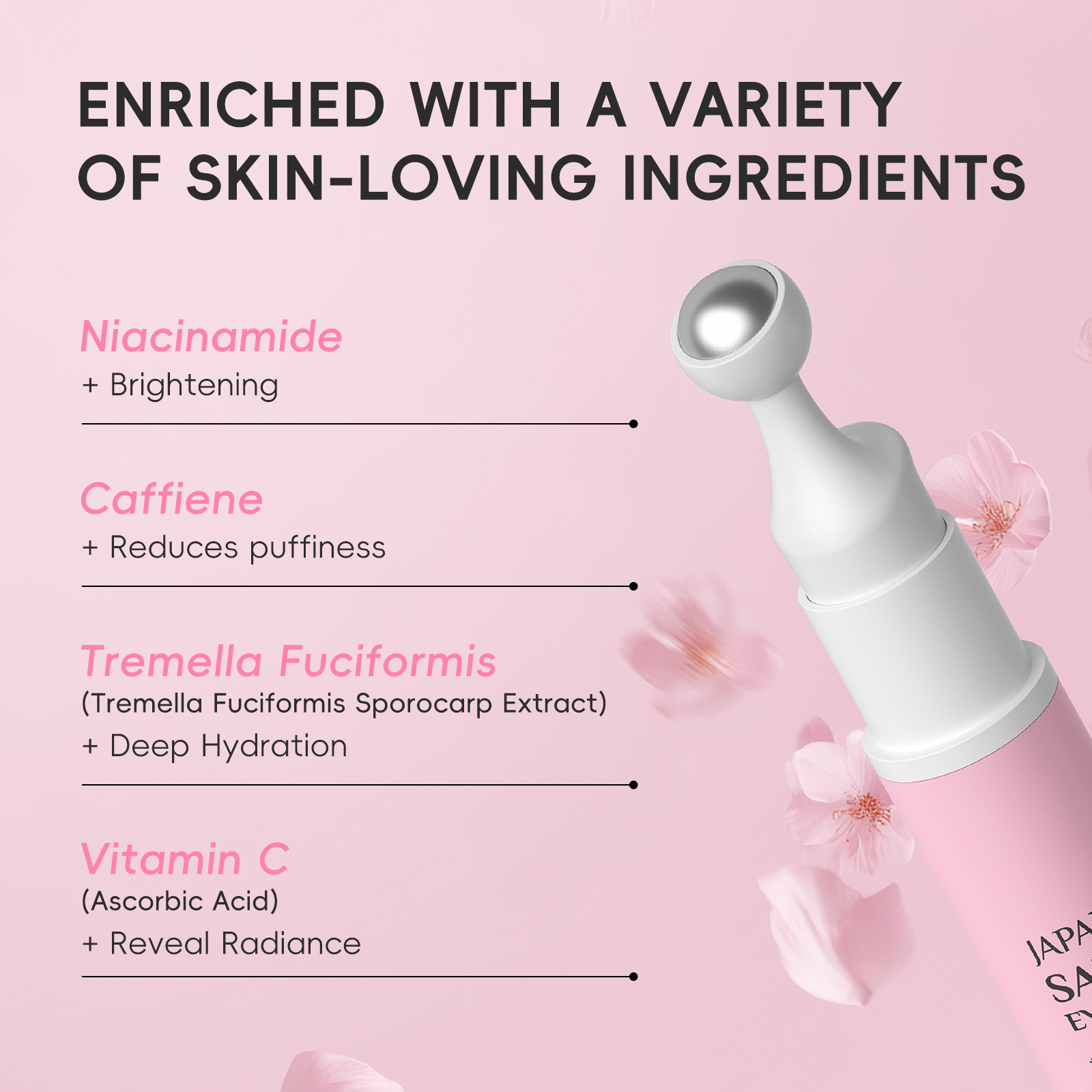 Cross-border new product LAIKOU Cherry Blossom Rolling Eye Cream 15g Hydrating, moisturizing and nourishing the eye area wholesale export eye cream Application Scenario