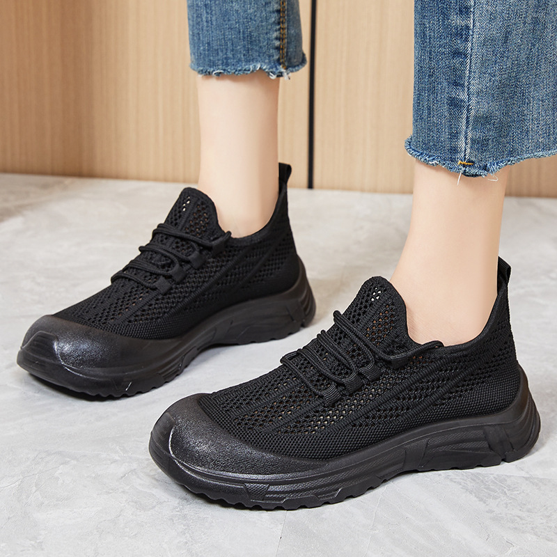 New breathable and casual mesh shoes for women in autumn, cross-border consignment, not tiring to the feet, thick-soled headband shoes, mom shoes for women details Picture