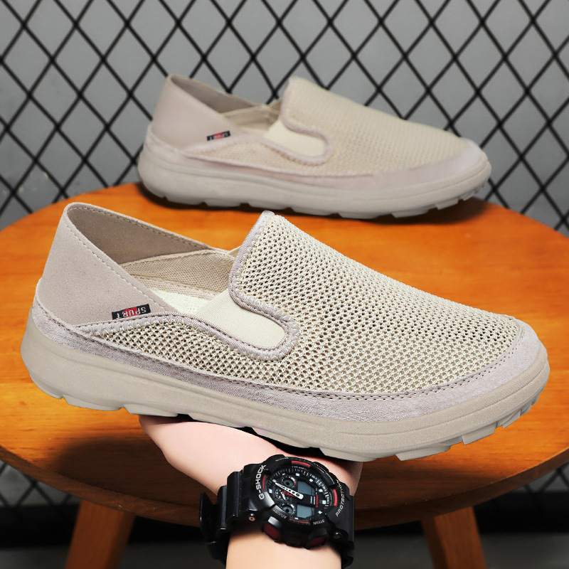New versatile old Beijing cloth shoes, woven Korean style, breathable and non-smelly feet, casual soft soles, one-step single shoes details Picture