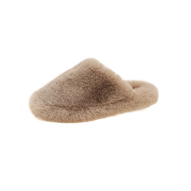 New autumn and winter 2025 Baotou cotton slippers, flat, versatile, simple and casual woolen slippers Item Picture