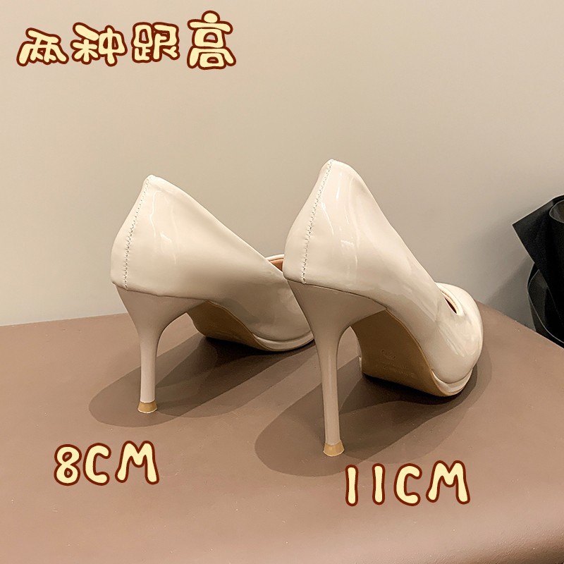 High heels for women, 8/11cm, thin heels, Korean style, bright and slimming, elegant bridesmaid dress, wedding photo shoes, leather shoes, single shoes Specification drawing
