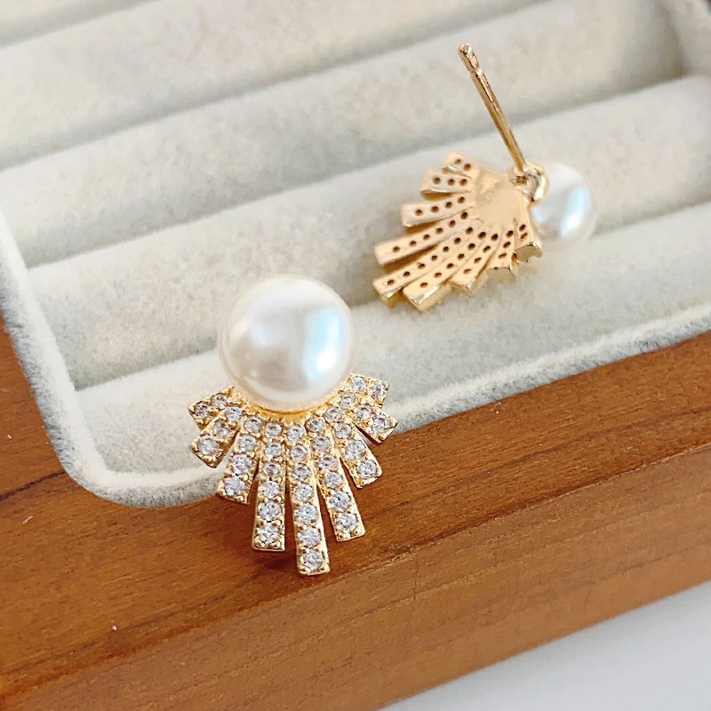 天然淡水珍珠耳钉新款耳环复古款满钻气质简约小众设计感耳饰珍珠项链首饰项链详情图9