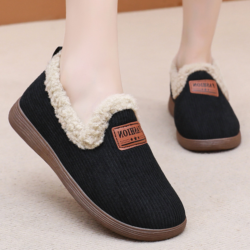 New warm and casual cotton shoes for women in autumn and winter, cross-border delivery of cotton slippers, one-foot fleece and thickened women's cotton boots Specification drawing