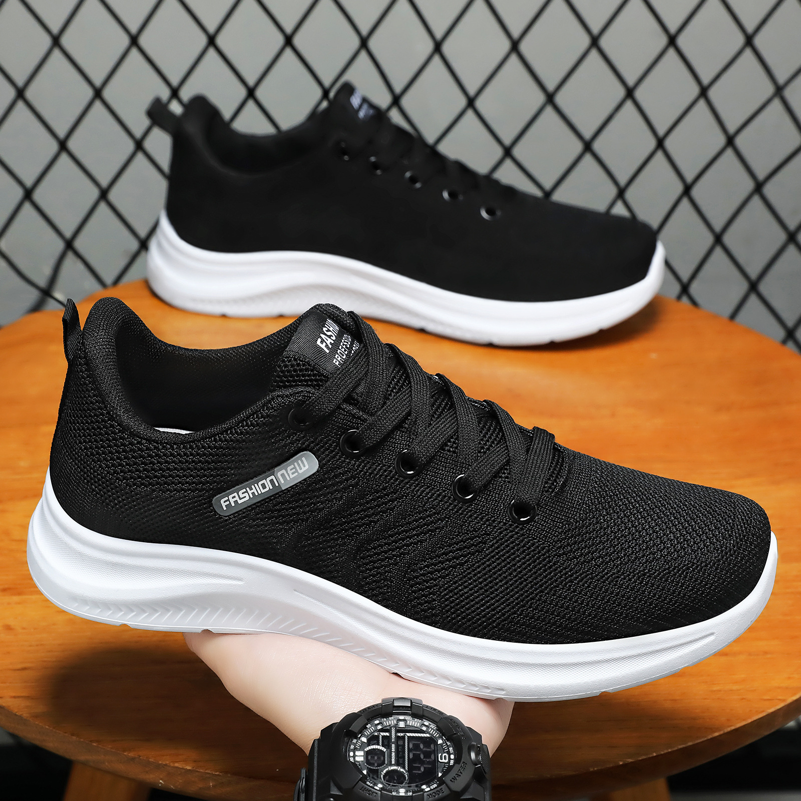 New men's shoes, breathable mesh shoes, soft-soled, comfortable and casual single shoes, simple and versatile dad shoes, sports shoes details Picture