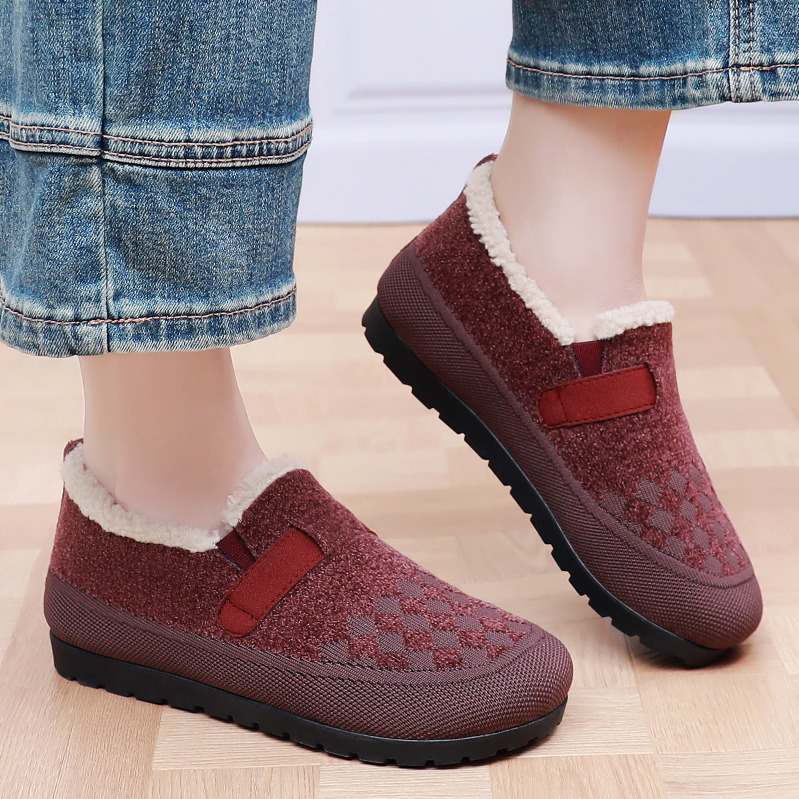 Winter new cross-border fleece and thickened women's shoes and cotton boots, one-foot snow boots, casual, anti-slip and versatile cotton shoes consignment Specification drawing