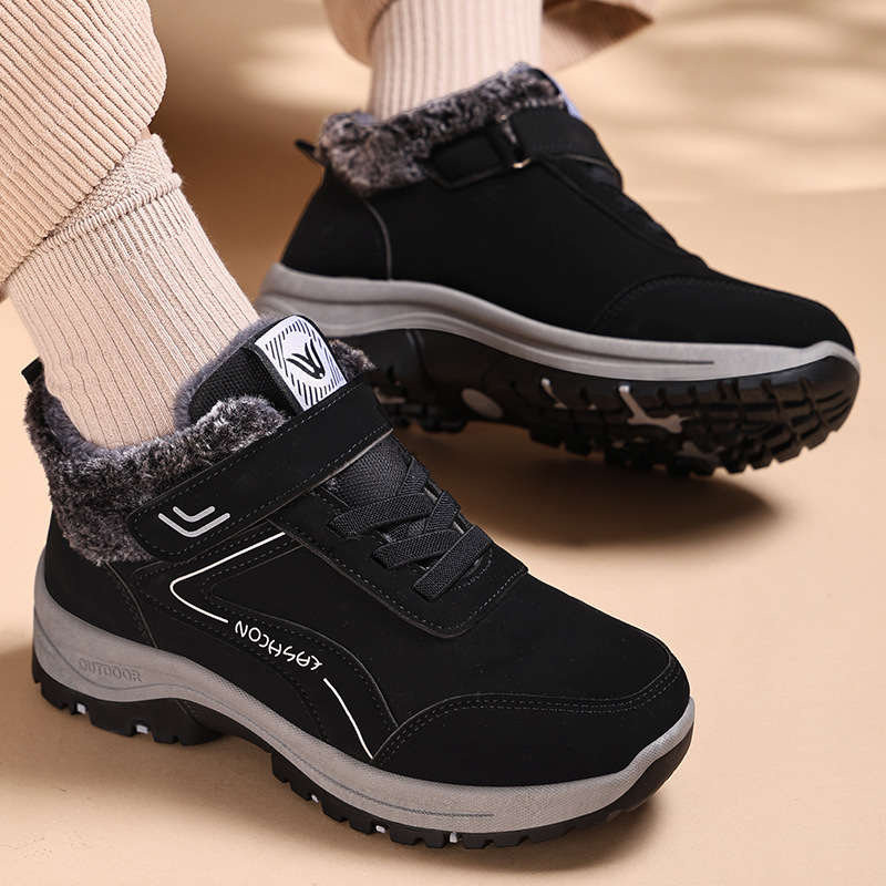 New women's winter fleece and thickened snow boots, outdoor hiking and walking shoes wholesale Velcro thermal cotton boots Specification drawing