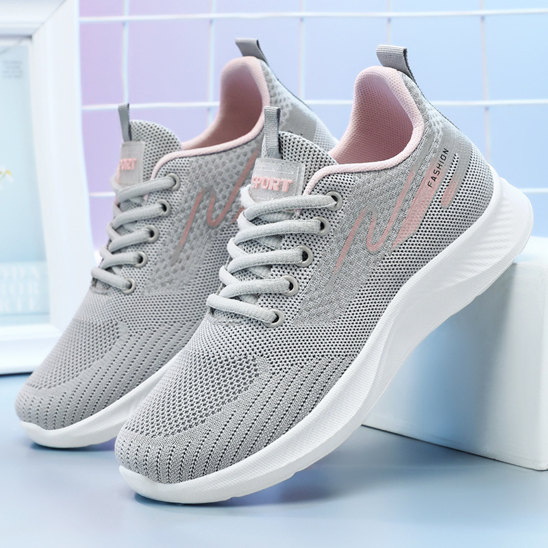 Women's autumn mesh breathable single shoes Cross-border shoes Korean version lace-up soft sole running mom women's shoes details Picture