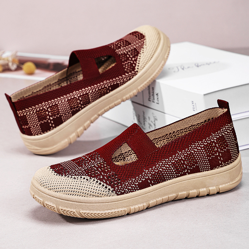 Women's shoes, versatile autumn casual shoes, breathable flying mesh shoes, one-step lazy shoes, soft-soled comfortable mom shoes details Picture